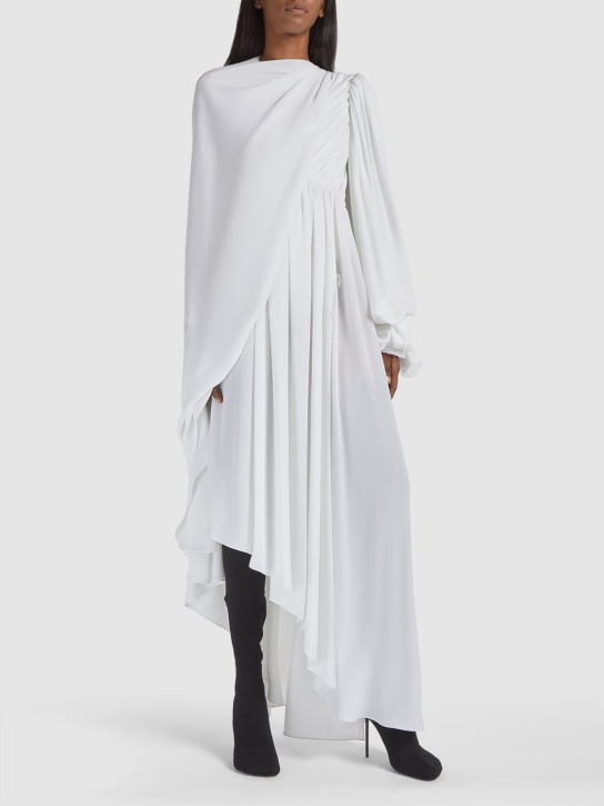 Balenciaga: Robe en crêpe technique léger - Blanc - women_1 | Luisa Via Roma