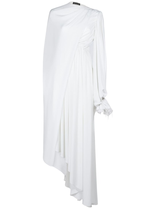 Balenciaga: Vestido de crepé tech ligero - Blanco - women_0 | Luisa Via Roma