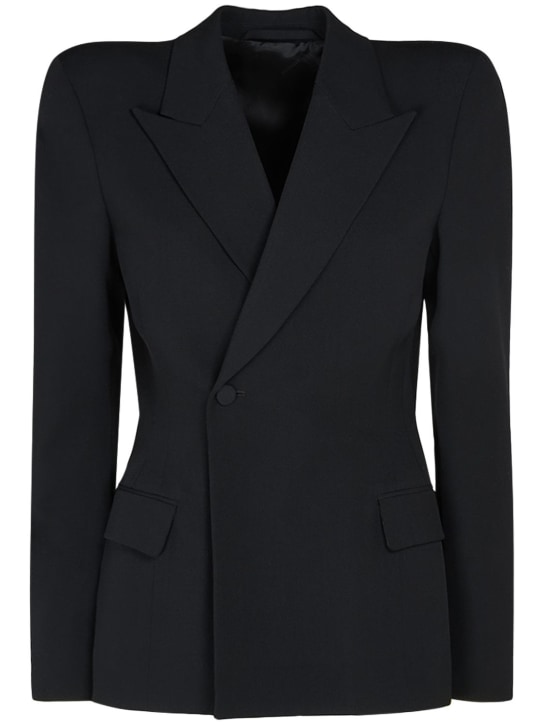 Balenciaga: Wool twill jacket - Black - women_0 | Luisa Via Roma