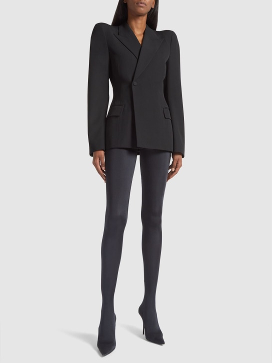 Balenciaga: Wool twill jacket - Black - women_1 | Luisa Via Roma