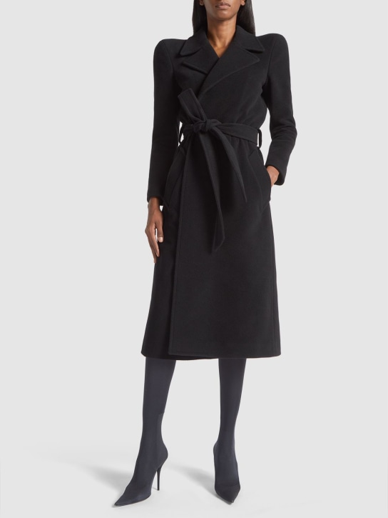 Balenciaga: 羊绒混纺长款大衣 - 黑色 - women_1 | Luisa Via Roma
