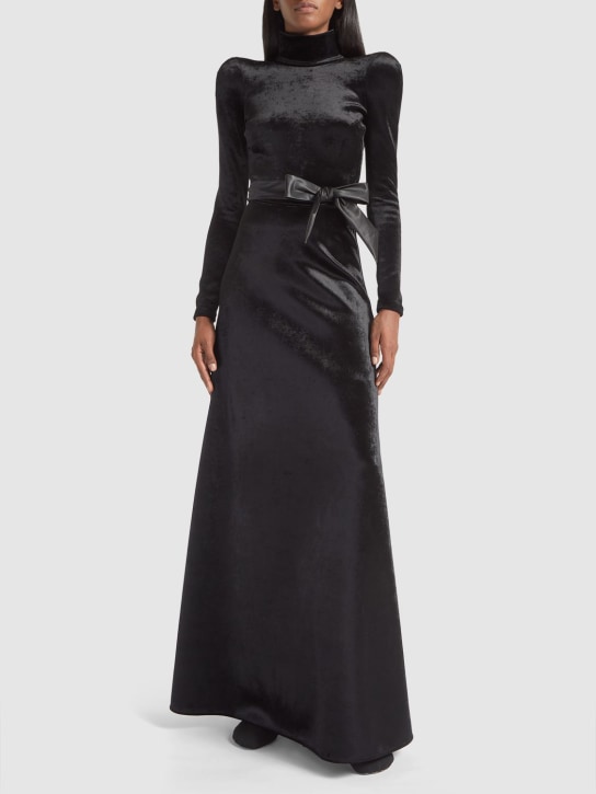 Balenciaga: 粘胶纤维混纺A字超长半身裙 - 黑色 - women_1 | Luisa Via Roma