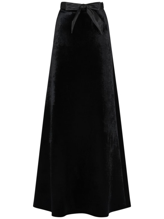 Balenciaga: Viscose blend A-line maxi skirt - Siyah - women_0 | Luisa Via Roma