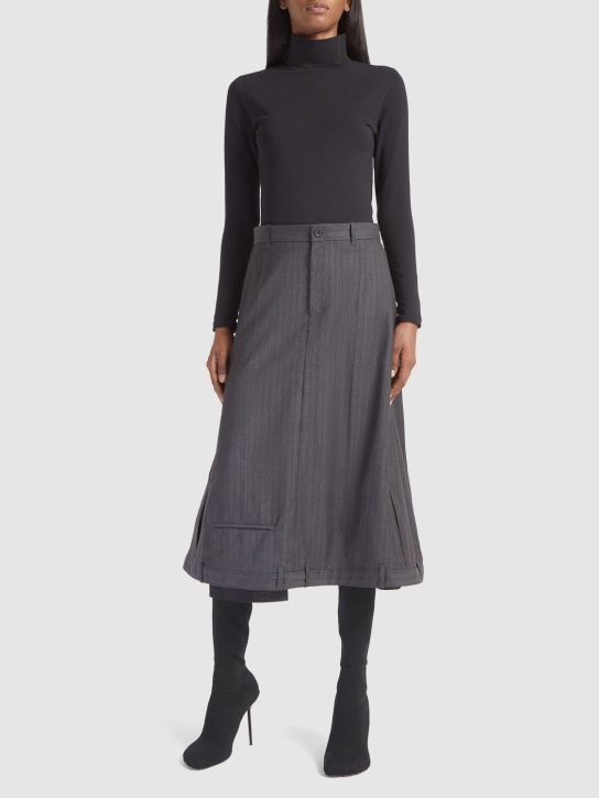 Balenciaga: Wool A-line skirt - Gri - women_1 | Luisa Via Roma