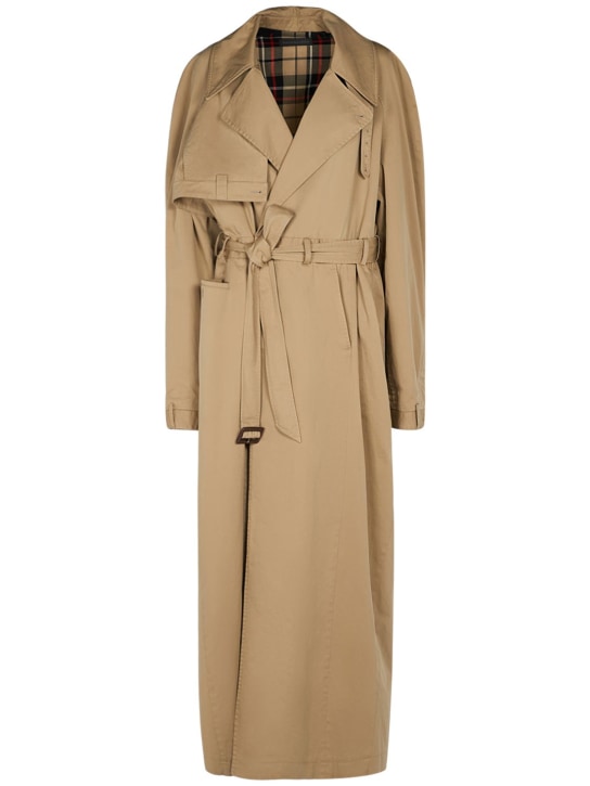 Balenciaga: Trench-coat en sergé de coton - Desert Beige - women_0 | Luisa Via Roma