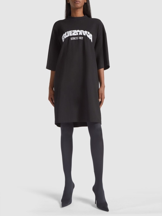 Balenciaga: T-shirt oversize en jersey de coton à logo - Noir - women_1 | Luisa Via Roma