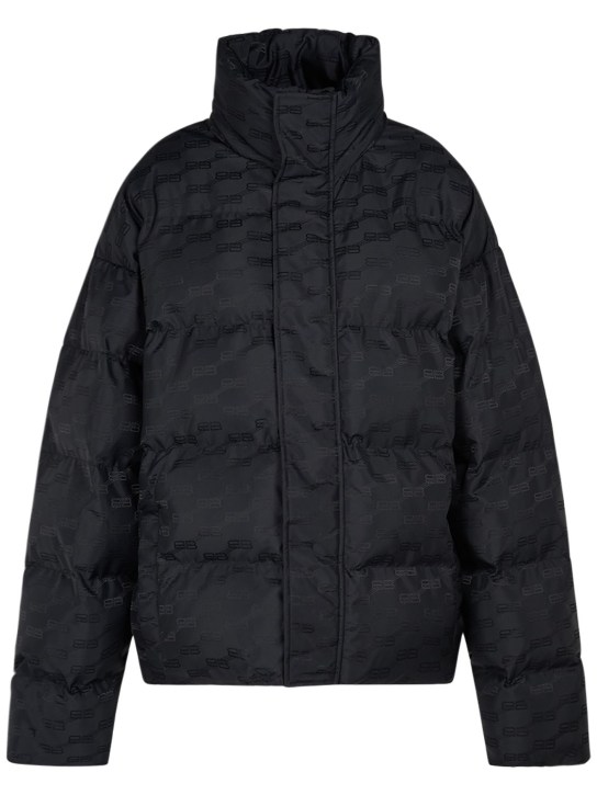 Balenciaga: Monogram jacquard nylon puffer jacket - Black - women_0 | Luisa Via Roma