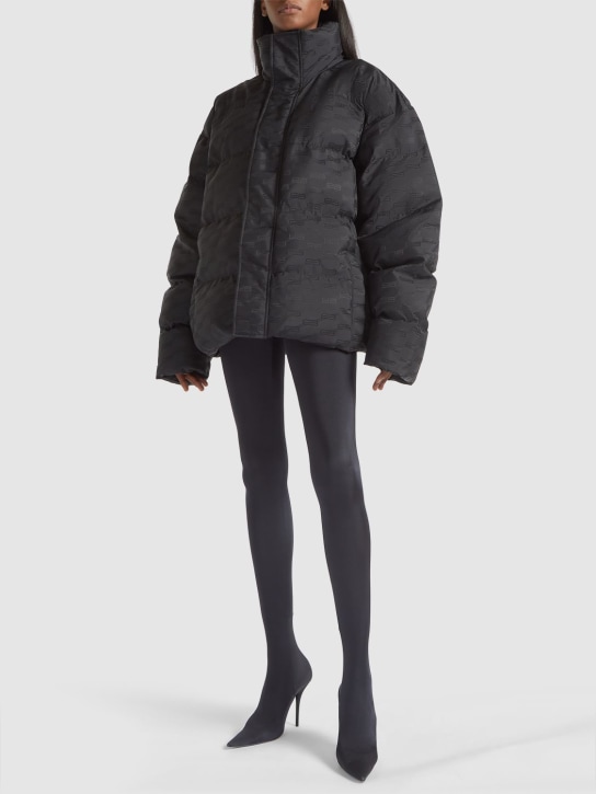 Balenciaga: Monogram jacquard nylon puffer jacket - Black - women_1 | Luisa Via Roma