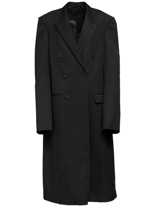 Balenciaga: Wool gabardine coat - Black - women_0 | Luisa Via Roma