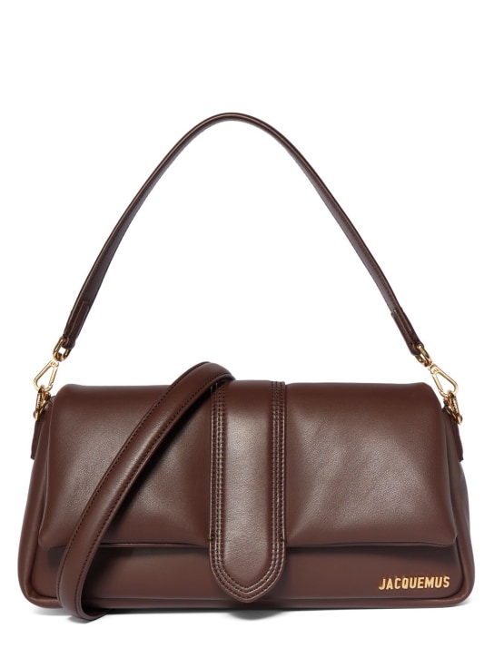 Jacquemus: Le Bambimou soft padded leather bag - Brown - women_0 | Luisa Via Roma