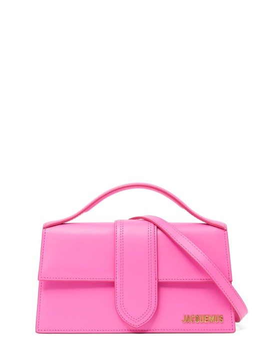Jacquemus: Le Grand Bambino smooth leather bag - Neon Pink - women_0 | Luisa Via Roma