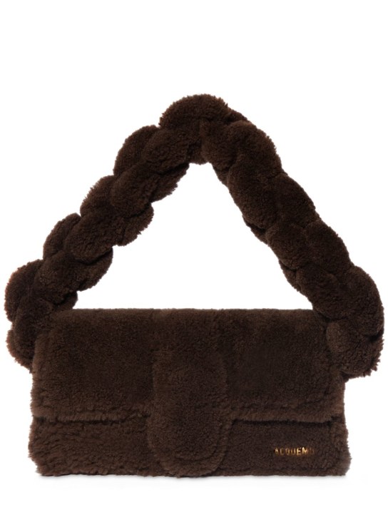 Jacquemus: Le Bambidou shearling shoulder bag - Dark Brown - women_0 | Luisa Via Roma