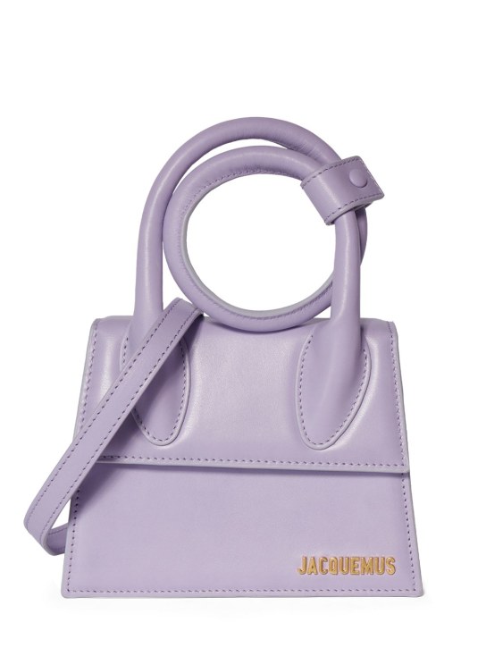 Jacquemus: Le Chiquito Noeud leather top handle bag - Lilac - women_0 | Luisa Via Roma