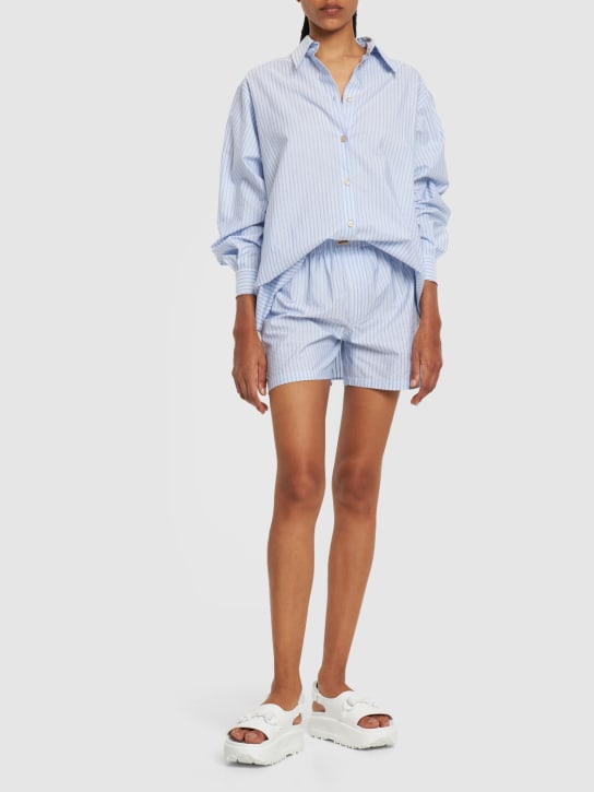 Gucci: Shorts in cotone - Celeste - women_1 | Luisa Via Roma