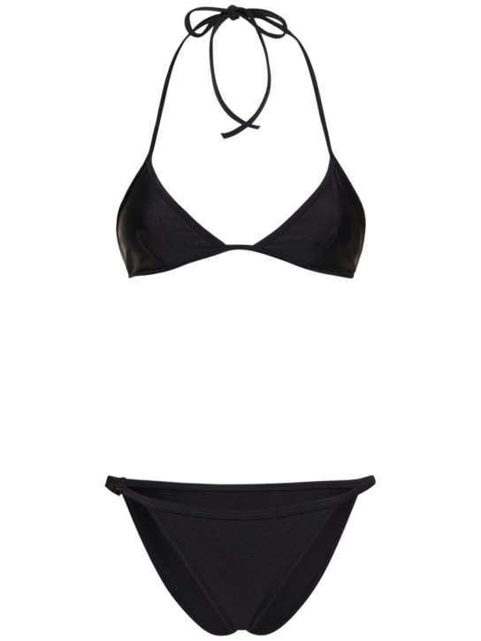 Gucci: Bikini en jersey stretch brillant - Noir - women_0 | Luisa Via Roma