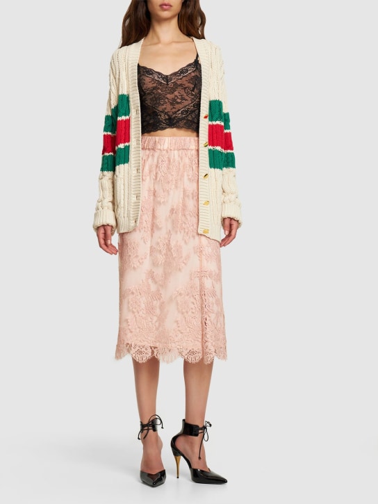 Gucci: Falda de encaje de algodón - Rosa - women_1 | Luisa Via Roma