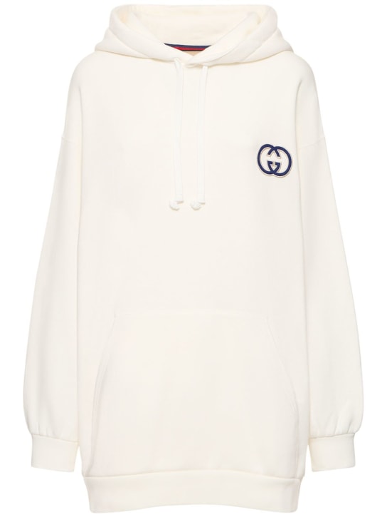 Gucci: Sudadera de algodón jersey - Blanco Opaco - women_0 | Luisa Via Roma