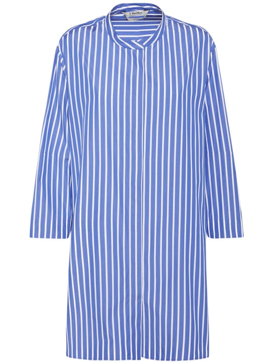 'S Max Mara: Camisa larga de popelina de algodón - Azul/Blanco - women_0 | Luisa Via Roma