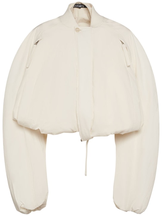 Jacquemus: Le Bomber Bahia cropped puffer jacket - Beyaz - women_0 | Luisa Via Roma