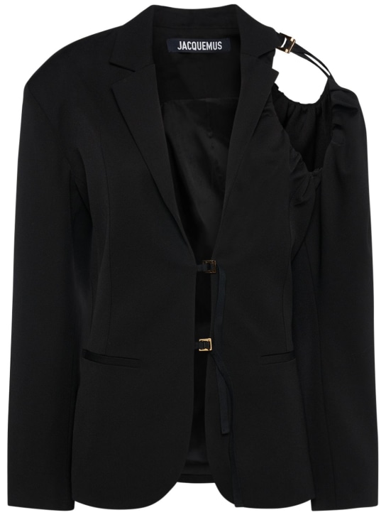 Jacquemus: La Veste Galliga wool cutout jacket - Siyah - women_0 | Luisa Via Roma