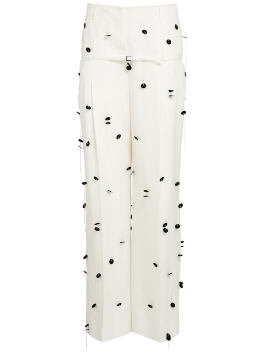 Jacquemus: Le Pantalon Criollo绉纱裤子 - 白色/黑色 - women_0 | Luisa Via Roma