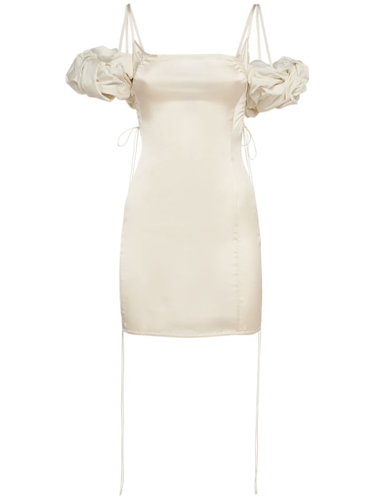 Jacquemus: La Mini Robe Chouchou satin mini dress - Beyaz - women_0 | Luisa Via Roma