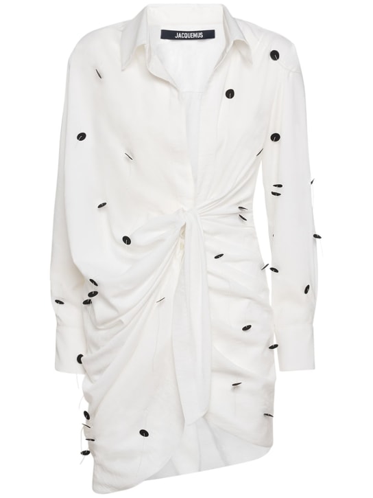 Jacquemus: La Robe Bahia crepe mini dress - Beyaz - women_0 | Luisa Via Roma