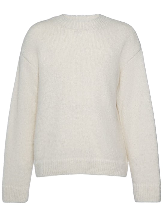 Jacquemus: La Maille Pavane wool blend logo sweater - White - women_0 | Luisa Via Roma