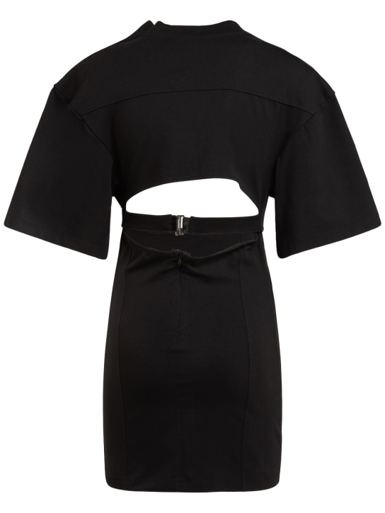Jacquemus: La Robe Tshirt Bahia棉质迷你连衣裙 - 黑色 - women_4 | Luisa Via Roma