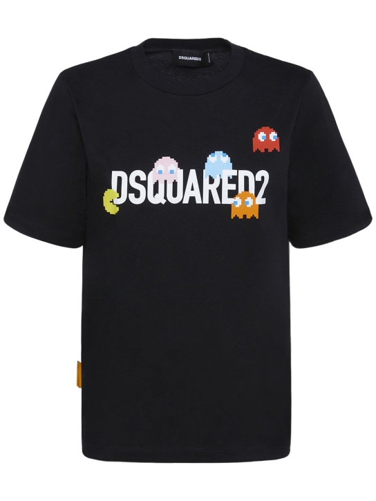 Dsquared2: T-shirt Pac-Man in jersey di cotone con logo - Multicolore - women_0 | Luisa Via Roma