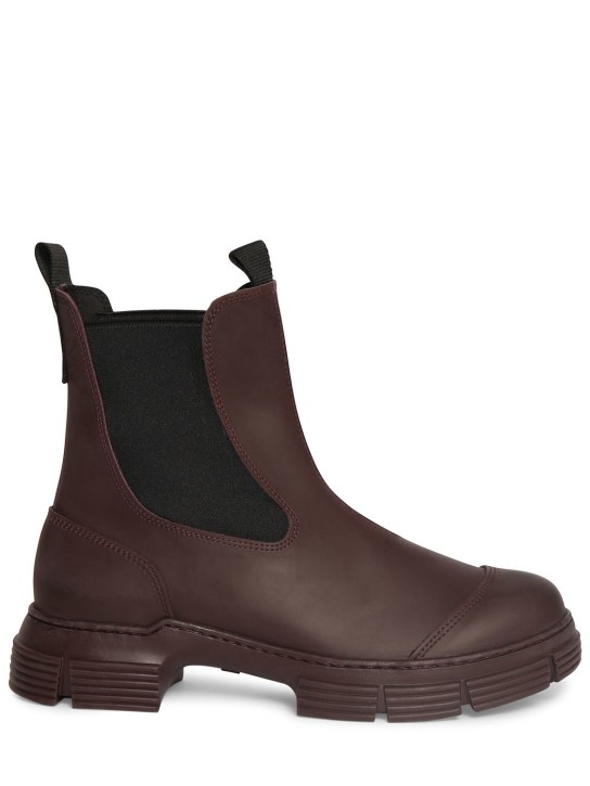 GANNI: 50mm Recycled rubber city boots - Burgundy - women_0 | Luisa Via Roma