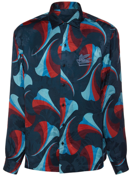 Etro: Printed silk bowling shirt - men_0 | Luisa Via Roma