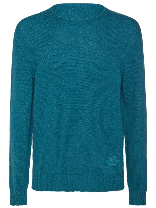 Etro: Logo cashmere crewneck sweater - Green - men_0 | Luisa Via Roma