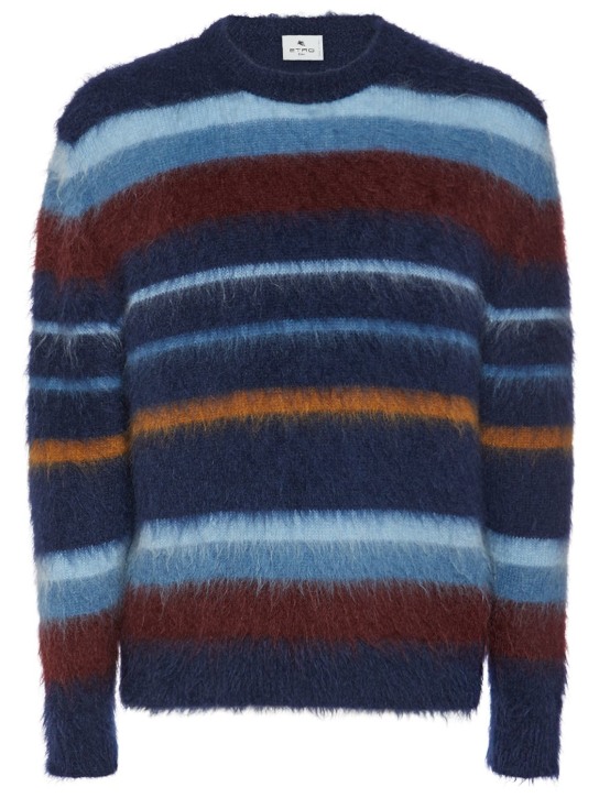 Etro: Striped mohair knit crewneck sweater - men_0 | Luisa Via Roma