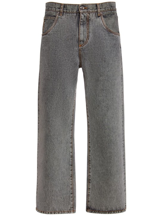Etro: Jeans regular fit de denim de algodón - Gris - men_0 | Luisa Via Roma