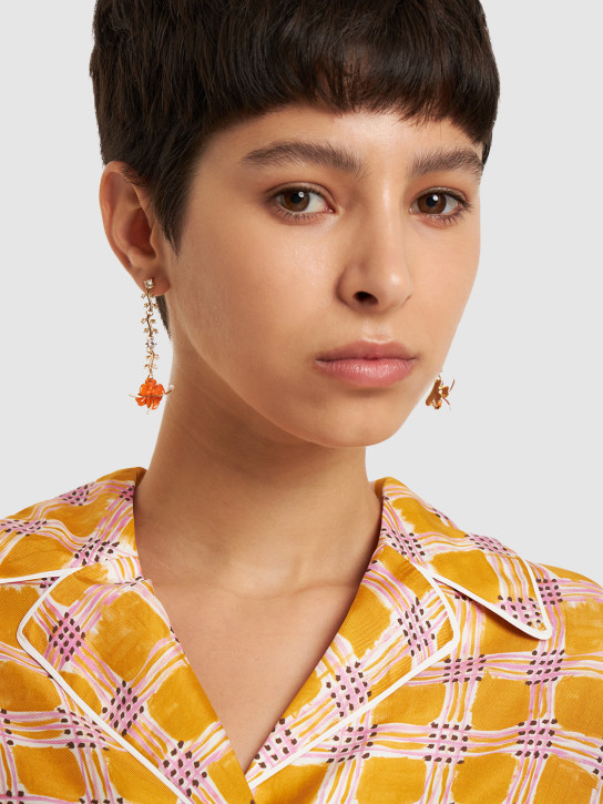 Marni: Enamel flower drop earrings - women_1 | Luisa Via Roma