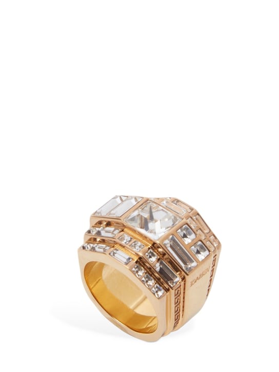 Versace: Crystal thick ring - Gold/Crystal - women_0 | Luisa Via Roma