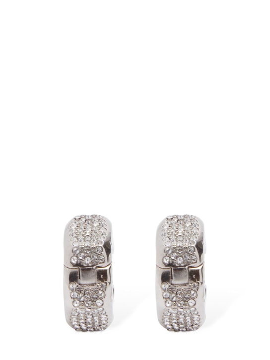 Versace: Bulk crystal hoop earrings - Gümüş - women_1 | Luisa Via Roma