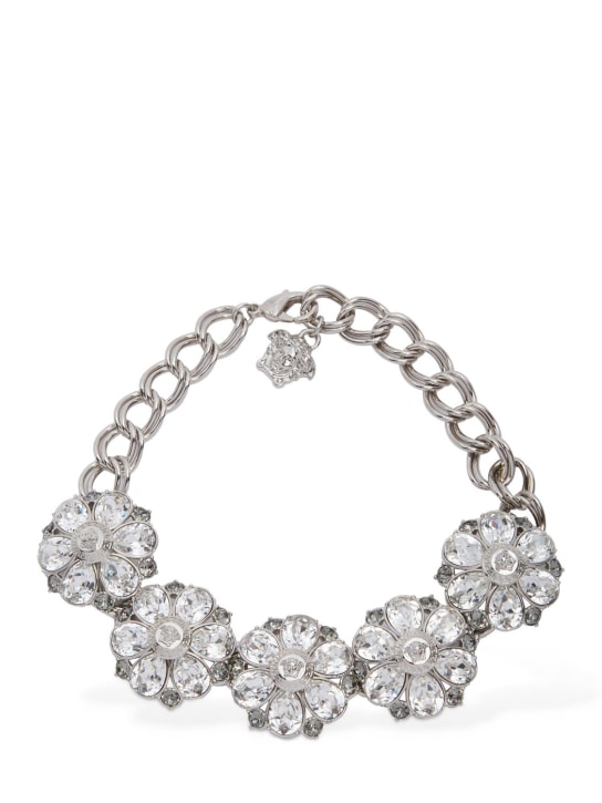 Versace: Halsband mit Kristallen - Silber/Kristall - women_0 | Luisa Via Roma