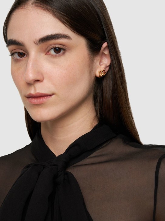 Dolce&Gabbana: DG logo stud earrings - Gold - women_1 | Luisa Via Roma