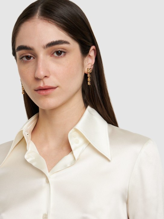 Dolce&Gabbana: DG logo cascade earrings - Altın Rengi - women_1 | Luisa Via Roma