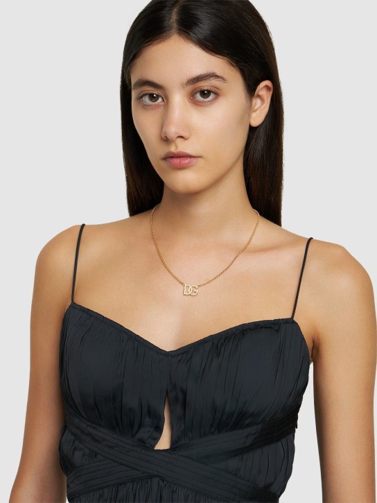 Dolce&Gabbana: Collana con charm logo di cristalli - women_1 | Luisa Via Roma