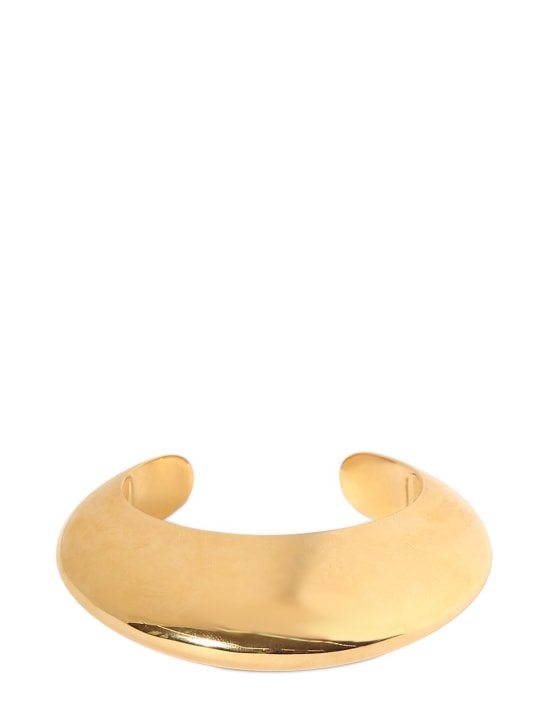Saint Laurent: Thick bumpy brass cuff bracelet - Gold - women_0 | Luisa Via Roma