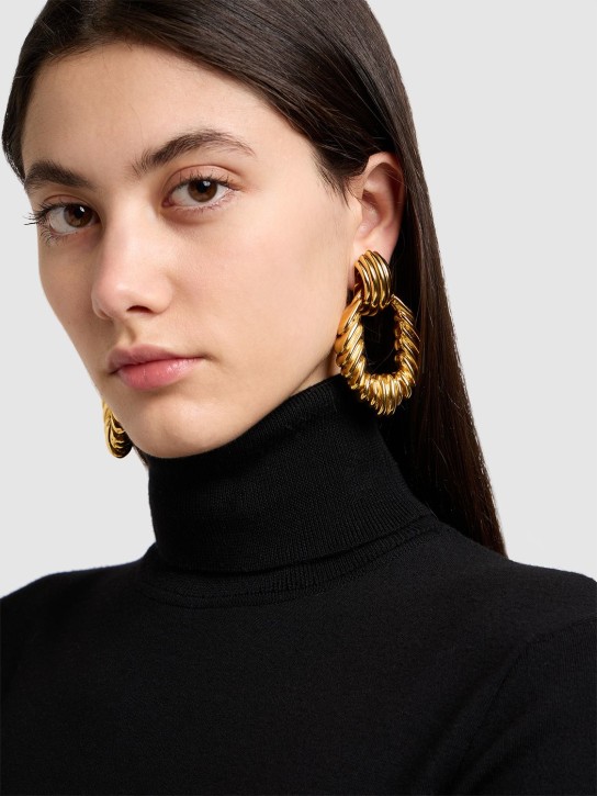 Saint Laurent: Circle link vintage brass earrings - Gold - women_1 | Luisa Via Roma