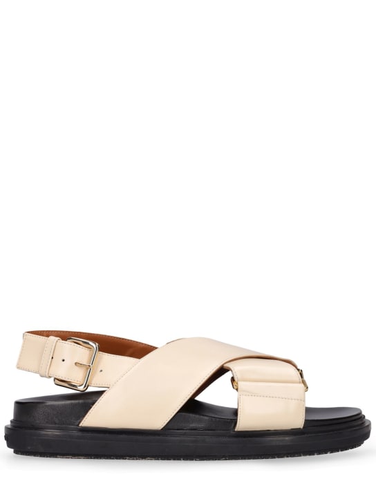 Marni: 20mm Fussbett leather sandals - Beyaz/Siyah - women_0 | Luisa Via Roma
