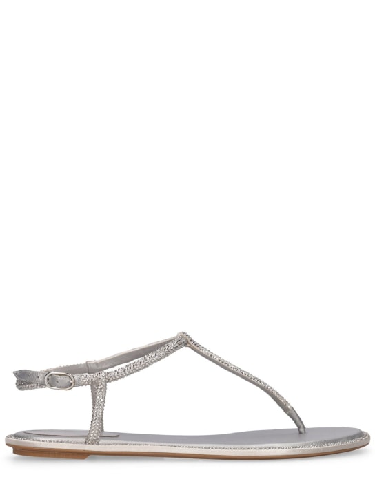 René Caovilla: Sandali in raso con decorazioni 10mm - Argento - women_0 | Luisa Via Roma