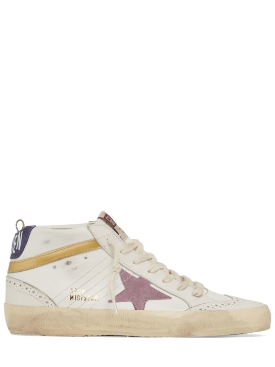Golden Goose: 20mm Mid Star leather sneakers - White/Purple - women_0 | Luisa Via Roma