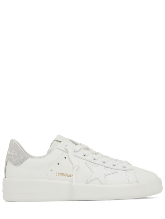 Golden Goose: 20mm Pure leather sneakers - White/Silver - women_0 | Luisa Via Roma