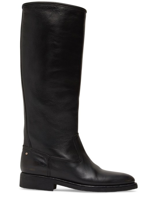 Golden Goose: 25mm Hi Biker leather tall boots - Black - women_0 | Luisa Via Roma