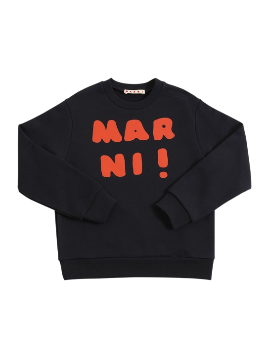 Marni Junior: Logo print cotton sweatshirt - kids-girls_0 | Luisa Via Roma